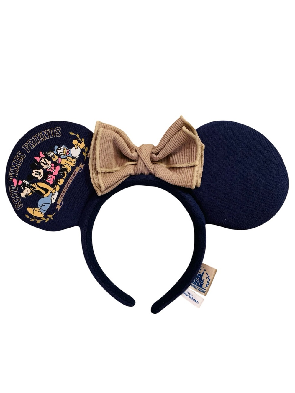 Tokyo Disney Resort Limited Minnie Mouse Headband Blue Beige Bow EUC Japan